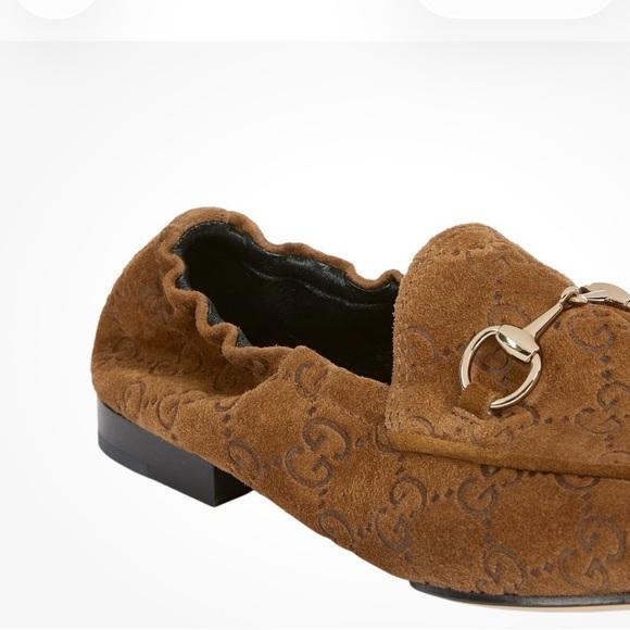 Gucci Brown Suede GG Embossed Horsebit Loafer - Picture 3 of 3